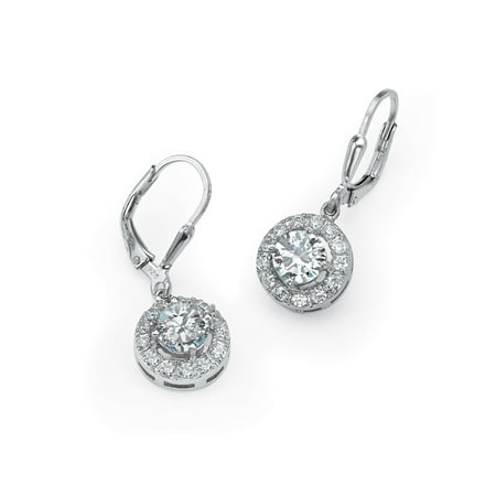 Palm Beach Jewelry 2 35 Tcw Round Cubic Zirconia Halo Drop 2 35 Tcw Round Cubic Zirconia Halo Drop Earrings In 925 Sterling Silver