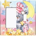 thumbnail image 2 of Metal Light Switch Wall Plate Outlet Cover (Sea Snail Starfish Pastel Glitter Reef Bubbles - Single Rocker Single Toggle), 2 of 2