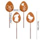 thumbnail image 3 of Uuiauoio 4pcs Easter Metal Garden Stake Rusty Garden Decor Rustic Iron Silhouette Decoration Art Flower Metal Cutout Sign Floor Standing Sculpture for Yard Decor Holiday Outdoor, 3 of 6