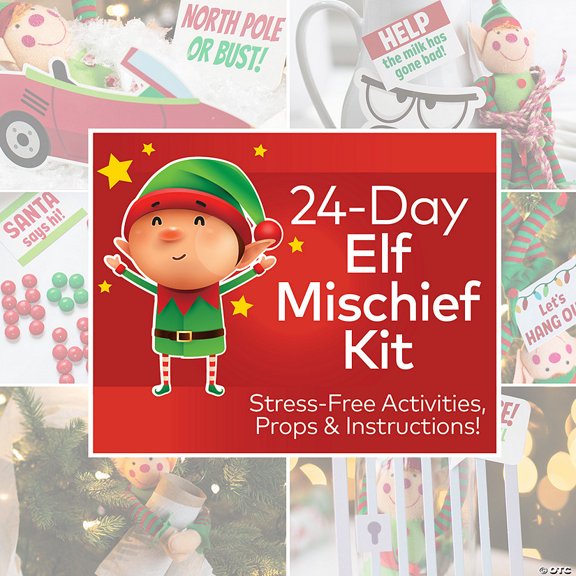 Christmas Elf Mischief Activity Kit with Props & Instructions for 24 Days