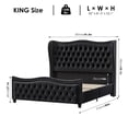 thumbnail image 3 of Homfa King Size Upholstered Bed, Modern Velvet Tufted Platform Bed with Wingback Headboard, Black, 3 of 10