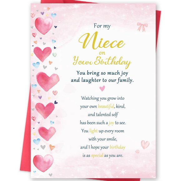 Tarjeta de cumpleaños MOROLURU para sobrina con sobre de 15 x 15 cm