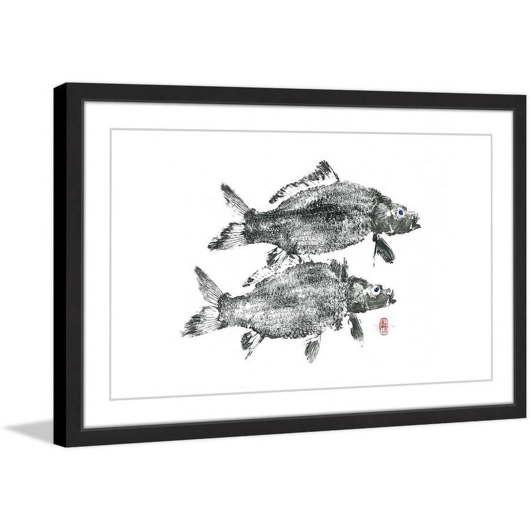 "Twin Carps" Framed Painting Print