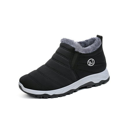 

GENILU Unisex Casual Lightweight Warm Booties Flats Ankle Bootie Outdoor Plush Lining Comfort Shoe Black Style A 7.5