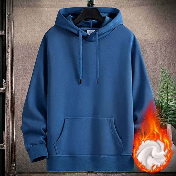 pstuiky camisetas de manga larga para hombre, Chaqueta con capucha gruesa de manga larga de color liso para hombre tops de invierno para hombre xxl
