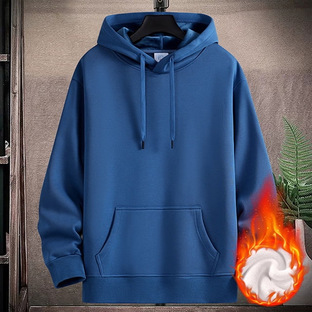 pstuiky Camisas de invierno de manga larga para hombre, Chaqueta con capucha gruesa de manga larga de color liso para hombre salir tops l