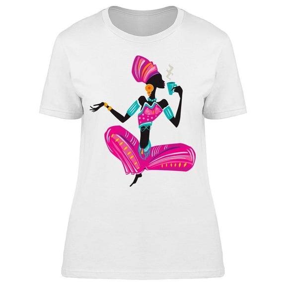 Ethnic Dress Black Woman Tea  T-Shirt Women -Image by Shutterstock, Female XX-Large