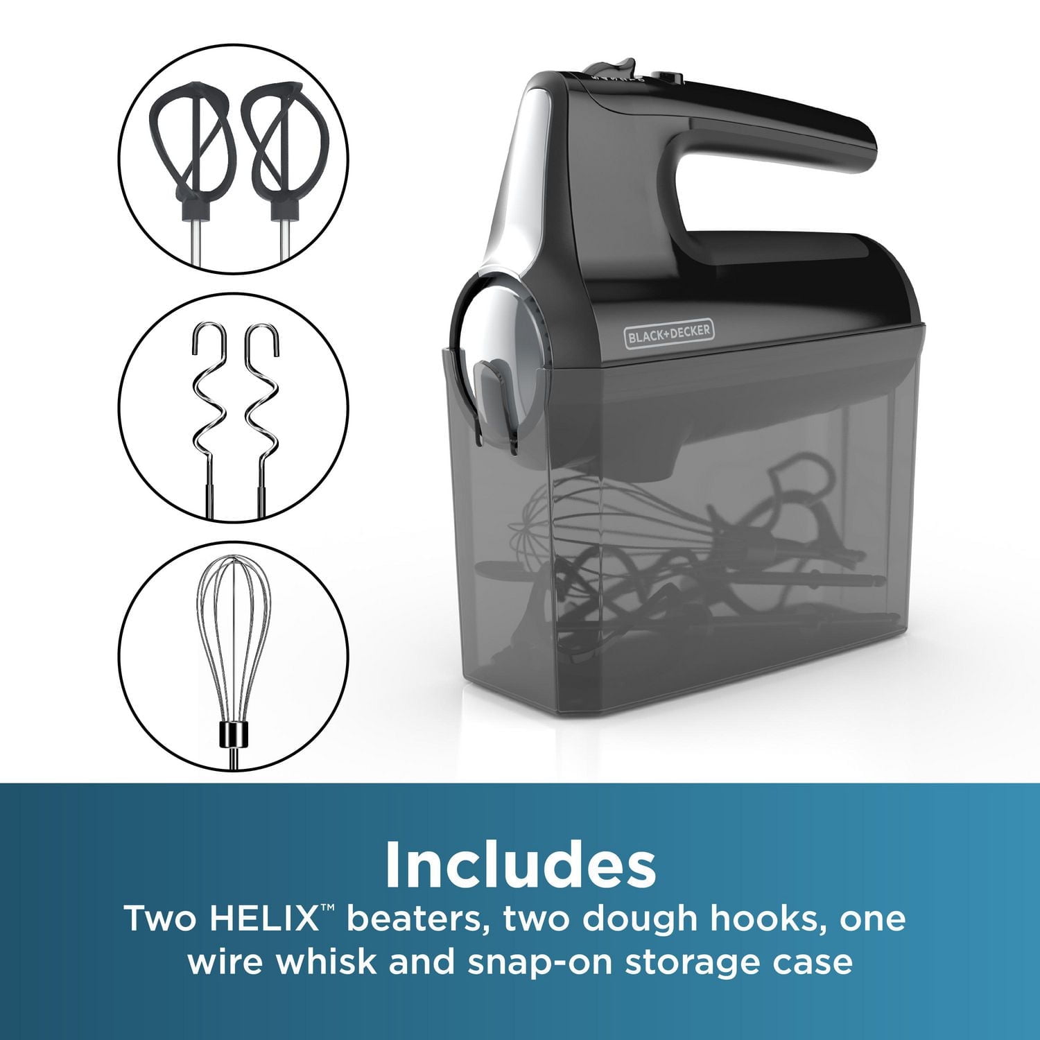 BLACK+DECKER Helix Performance Premium Hand Mixer, 5-Speed Mixer, Black, MX610BC