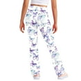 thumbnail image 6 of Odeerbi 2-13 Years Kids Girls Wide Leg Yoga Pants Butterfly Print Workout Dance Athletic Sports Pants Cute Elasticity High Waist Straight Leg Pants, 6 of 9