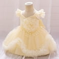 thumbnail image 4 of Efsteb Girls Birthday Dress Cute Tulle Formal Wedding Party Ruffle Tutu Princess Dresses (Yellow,9 Months), 4 of 8