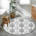 thumbnail image 3 of Grey Olive Round Rugs for Living Room 3ft Leaf Texture Watercolor Non Slip Circle Rug Washable Low-Profile Indoor Carpet for Bedroom, Dining Room, Bathroom, 3 of 9