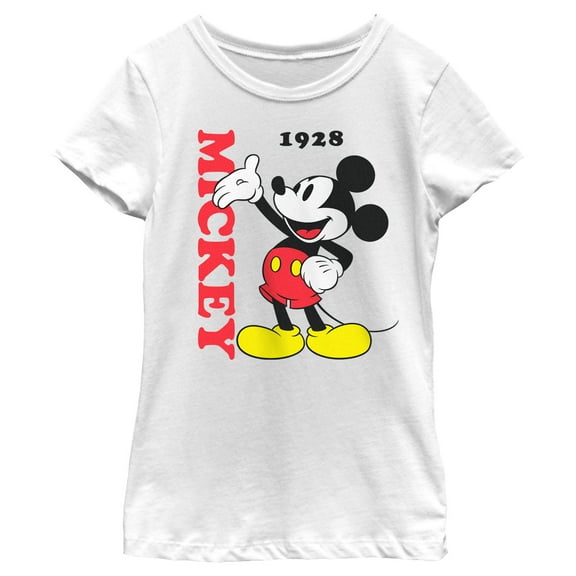 Girl's Mickey & Friends Classic 1928 Mousey Graphic Tee White Small