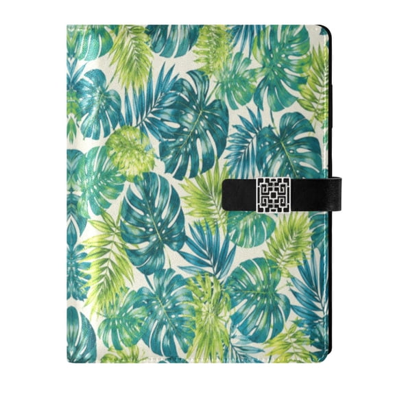 Leather Planner Leather Notebook Notebook Journal Binder Design Pen Pocket Design Convenient for Storage Monstera Pale Green