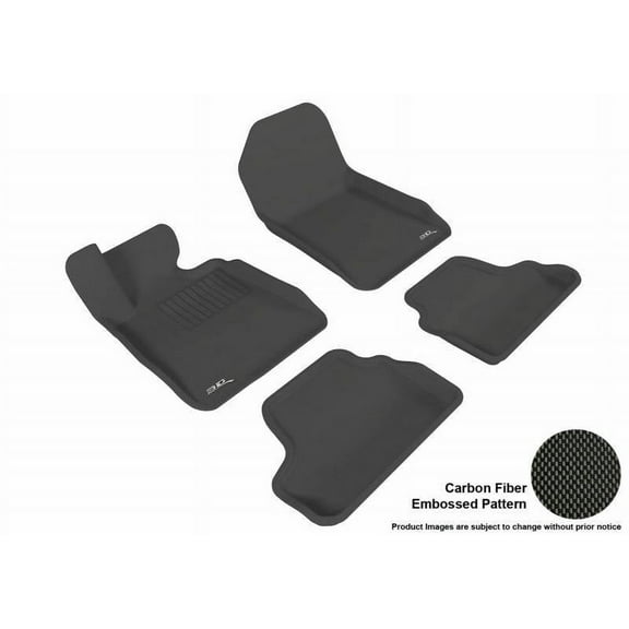 3D MAXpider 2007-2013 Fits BMW 3 Series Convertible 1st Row 2nd Row Kagu Carbon Fiber Embossed Pattern Black Floor Mat L1BM02401509