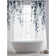thumbnail image 5 of Blue Teal Eucalyptus Sheer Curtains 84 Inch Length 2 Panels Set Window Treatments, Weeping Botanical Leaf Watercolor Rod Pocket Semi Curtains for Living Room/Bedroom/Kitchen Décor, 104"W x 84"L, 5 of 7