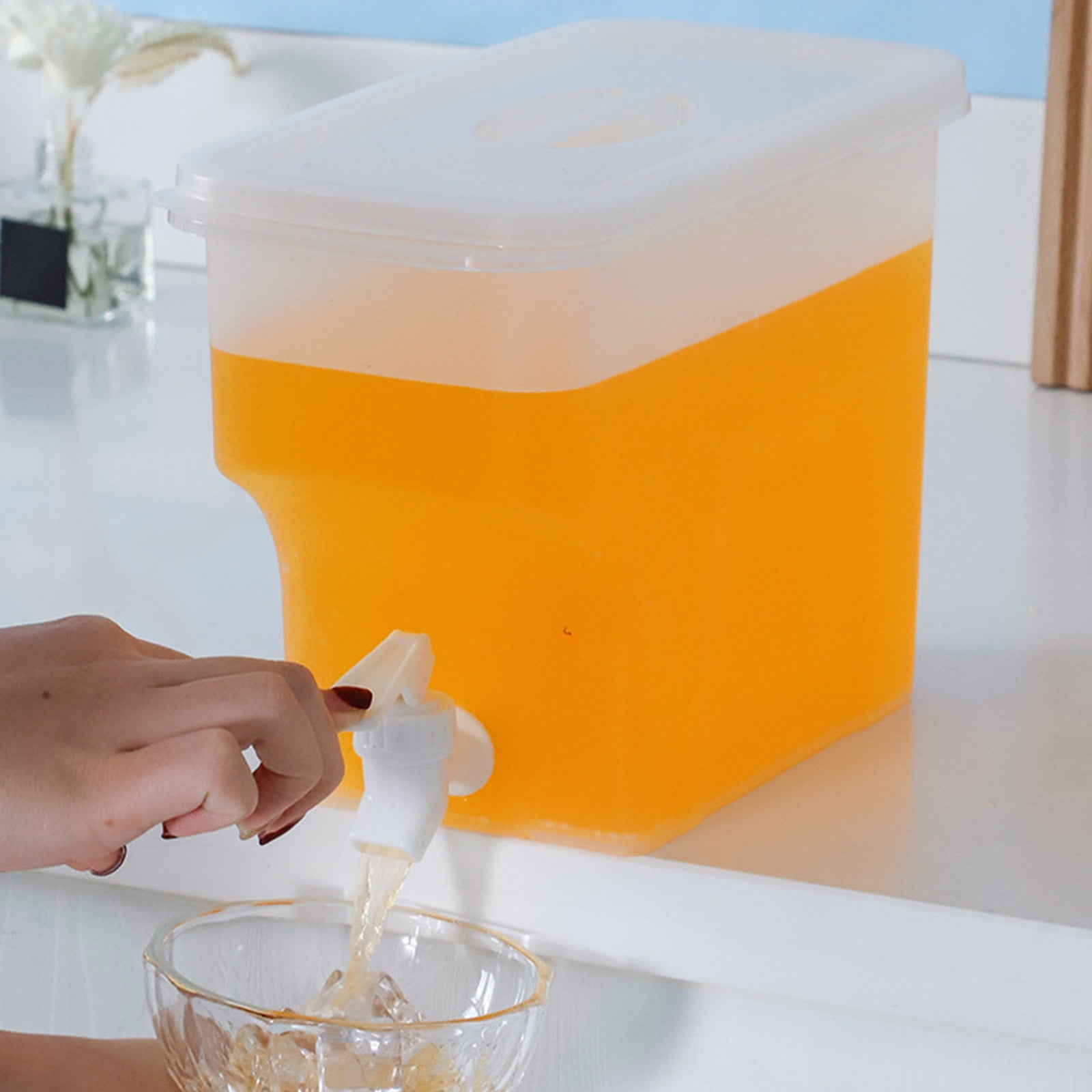 Tiitstoy 3.6L Large Capacity Plastic Beverage Dispenser, Drink Dispenser  with Tap Ice Lemonade Juice Container with Lid, Fruit Teapot Lemonade Milk