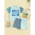 thumbnail image 5 of Aojekbee Little Boys Brother Matching Outfits Sets Short Sleeve Contrast Color Tops and Casual Shorts Sets, 5 of 10