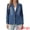 Blue, variant on Women's Notched Lapel Long Sleeve Button Up Denim Blazer XL Blue