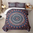 thumbnail image 2 of Homewish Retro Boho Mandala Quilt King,Exotic Peacock Themed King Coverlet Set,Orange Blue,3 Pieces, 2 of 7