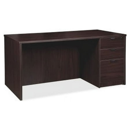 UPC: 0035255833301 | Lorell Prominence 2.0 Espresso Laminate Box/Box/File Right-Pedestal Desk – 3-Drawer 1  Top  66  x 30  x 29  – 3 x File Drawer(s)  Box Drawer(s) – Single Pedestal on Right Side – Band Edge – Material: