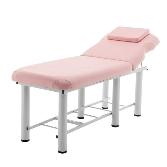 Jaxilyn Professional Massage Bed 73 Inch, Treatment Table Salon with Removable Headrest, Bottom Shelf Storage, Stationary Physical Therapy Table Spa Facial with Adjustable Backrest, Steel Frame, Pink