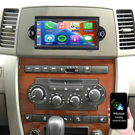 Gsuatey Car Stereo Radio for Jeep Grand Cherokee 2005-2009 with Wireless CarPlay and Android Auto, 6.86" Touchscreen Android 13 Double Din Bluetooth GPS WiFi FM RDS SWC Backup Camera