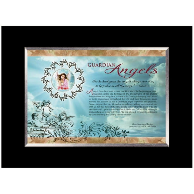 Guardian Angel Colorized JFK Half Dollar Coin in Table Top Frame