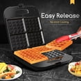 thumbnail image 4 of Máquina para hacer waffles, waflera antiadherente de 4 rebanadas, waflera cuadrada de 1400 W con luces indicadoras para papas fritas, bocadillos, desayuno y almuerzo, fácil de limpiar, sin PFOA, con, 4 of 8