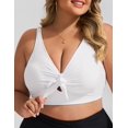 thumbnail image 3 of Top de bikini Hanna Nikole con tirantes ajustables de talla grande, blanco, 3 of 7