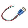 thumbnail image 4 of Interruptor de botón metálico de enclavamiento de 19 mm de diámetro de montaje 1NO 12V luz LED azul con cables de enchufe de socket paquete de 1, 4 of 5