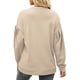 thumbnail image 4 of Sudadera de manga larga empalmada para mujer, Color puro, cuello redondo, Top informal para mujer para otoño invierno albaricoque M, 4 of 6