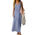 thumbnail image 5 of Women's Sleeveless Maxi Slip Dress, Modal Nightgown Dress for Women, Relaxed Fit Long Sleep Dress, Loungewear and Beach Cover Up-Blue, 5 of 10