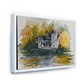 thumbnail image 3 of Designart 'Castle With Autumn Trees By The Lake' Lake House Framed Canvas Wall Art Print, 3 of 5