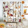 thumbnail image 3 of Halloween Skull Shower Curtain Set with Toilet Lid Cover and Non-Slip Rugs, Black Red Roses Day 4 Pcs Shower Curtains for Bathroom, Fall Bathroom Decor Accessories Set, 3 of 7