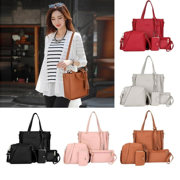 Conjunto de Bolso de Mano para Mujer 1 Bolso Bolso Bolso de Mano Bolso de Mano de Cuero Suave Monedero para Viajes Y Todos Los Ds Rojo Soledad Bolsos de hombro