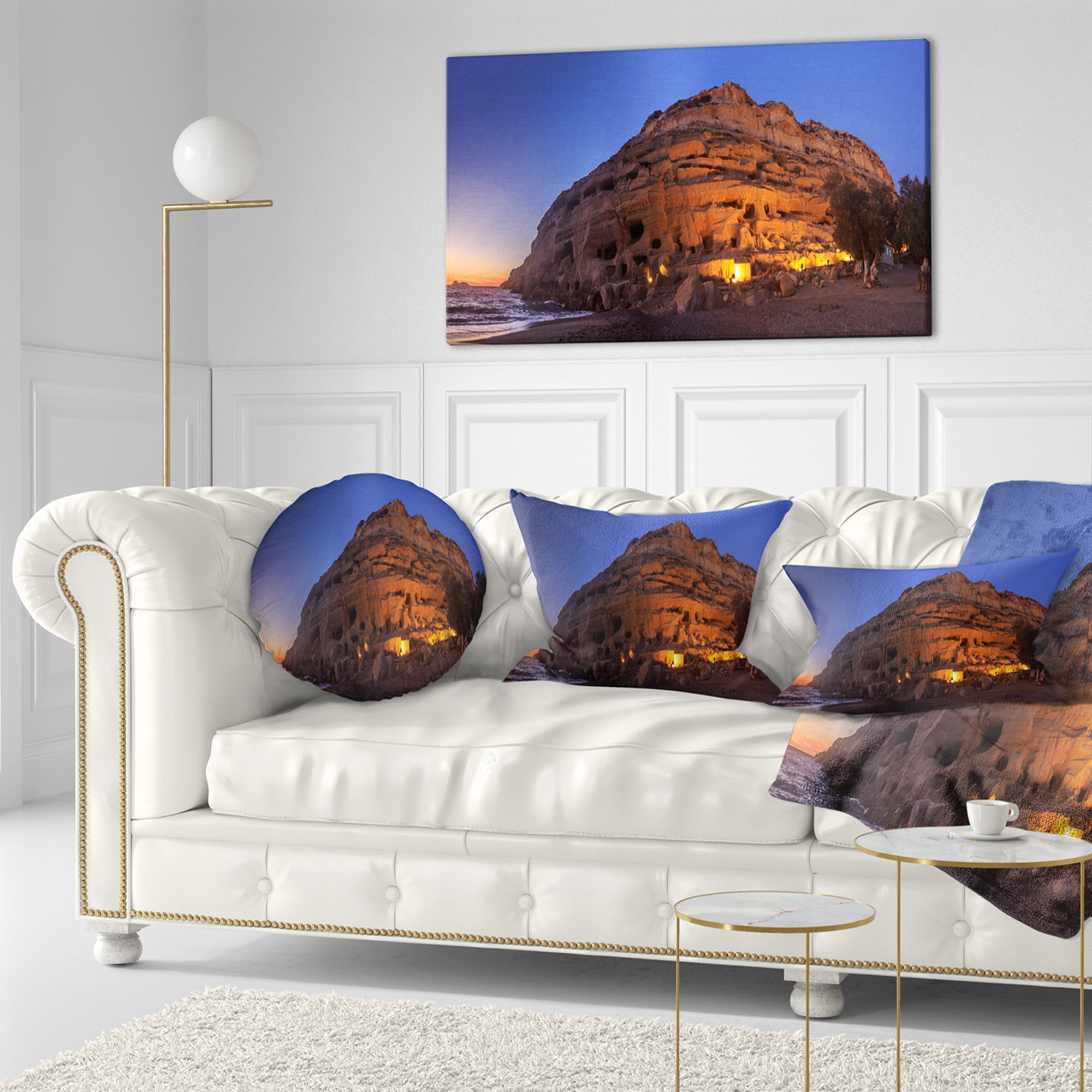 Designart 12" x 20" Blue Polyester Throw Pillow