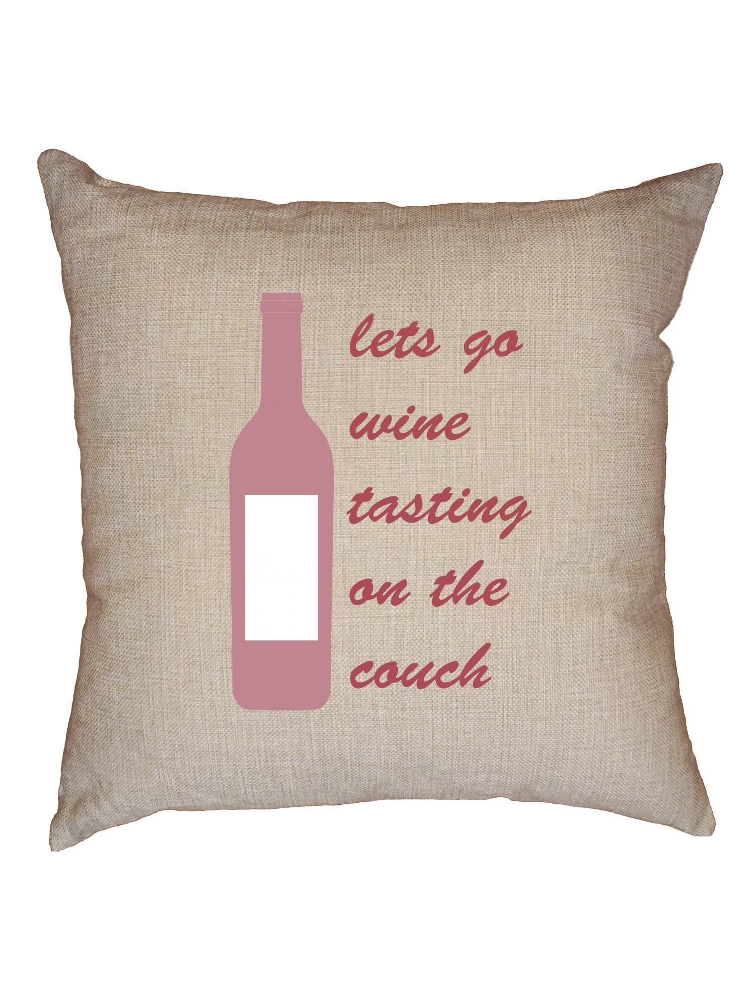 Let's Go Wine Tasting on the Couch Decorative Linen Throw Cushion