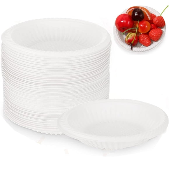 Estbridg 100 Pcs 4” Petites Assiettes en Papier pour Amuse-Gueules Rondes Assiettes en Papier pour Amidon Jetables Plateau à Gâteau Non Revêtu Blanc Contenants à Dessert pour Gâteau pour Mariage Fête d'Anniversaire Souper Vaisselle par