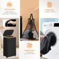 thumbnail image 3 of Cesta para la ropa plegable con ruedas, cesta para la ropa de gran capacidad con bolsa de almacenamiento incorporada, adecuada para dormitorios, baños, residencias universitarias, trasteros, 3 of 7