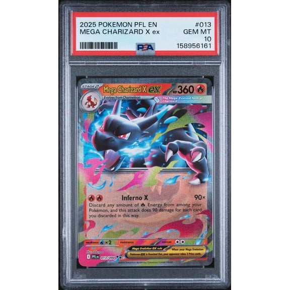Collectible 2025 Pokemon Mega Evolution Phantasmal Flames Mega Charizard X Ex #013 PSA 10