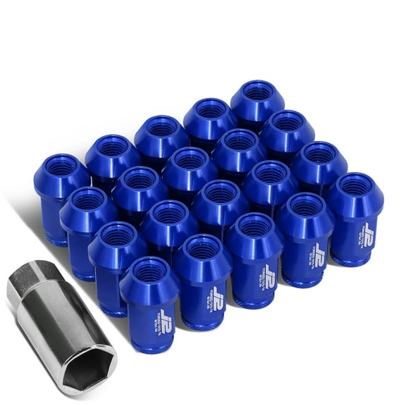 J2 Engineering LN-T7-023-15-BL J2 Engineering 7075 -T6 Forged Aluminum M12X1.5 20Pcs 40mm Height Open -End Lug Nut Sets w / Socket Adapter (Blue)