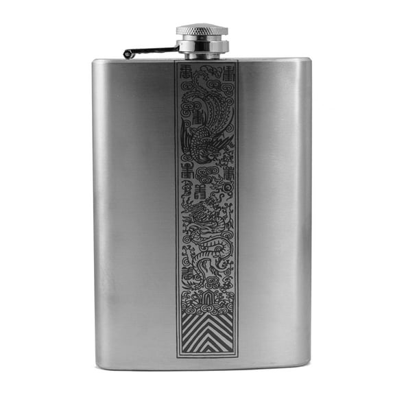 8oz Chinese Dragon and Phoenix Flask L1