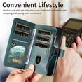 thumbnail image 3 of For iPhone 17 Pro Max Wallet Case, 9 Card Slots RFID Blocking Crossbody Leather Cover, Zipper Pocket, Detachable Wrist & Shoulder Strap, Magnetic Shockproof Protective Phone Case for Women,Green, 3 of 11