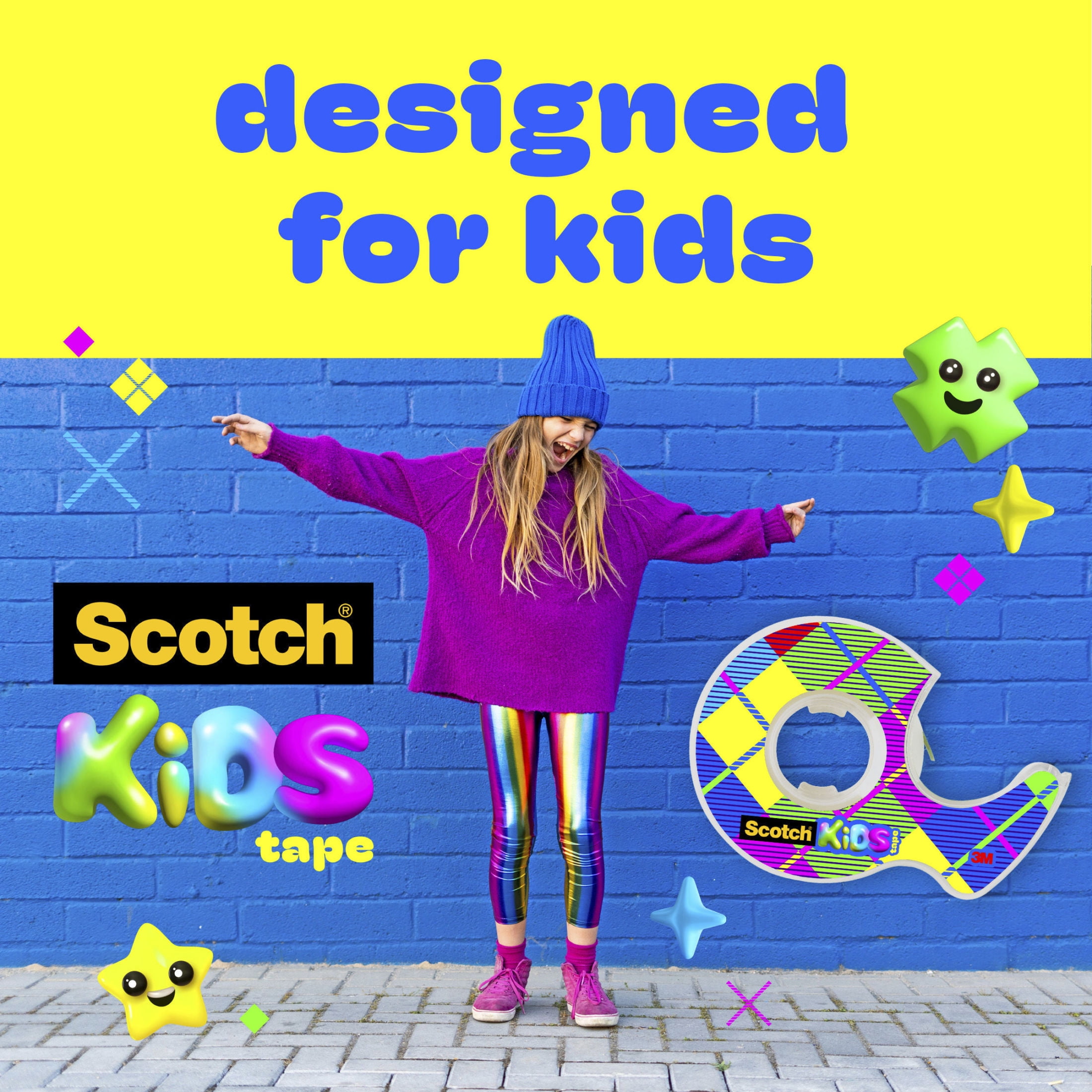 Scotch Kids Tape Dispenser, Invisible, Kid Approved No Mess Fun, 3/4 in x 650 in, 6 Tape Rolls with Dispensers
