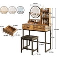 thumbnail image 4 of Vabches Coiffeuse avec Lumières et Miroir Rond, Table de Maquillage Moderne avec Tiroirs et Support à Cheveux, Brun, 4 of 8