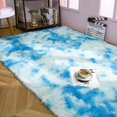 thumbnail image 3 of Junovo Luxury Velvet Shag Area Rug Modern Indoor Fluffy Rugs, Extra Comfy and Soft Carpet For Bedroom Living Room Kids Room,4'x6',Blue, 3 of 7