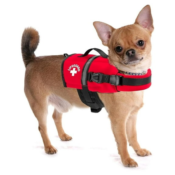 Red Dog Life Vest, Cat Life Jacket - XXSmall 2-6 Lbs - Pet Safety Floatation Device for Water Activities; Adjustable Straps, Rescue Handle