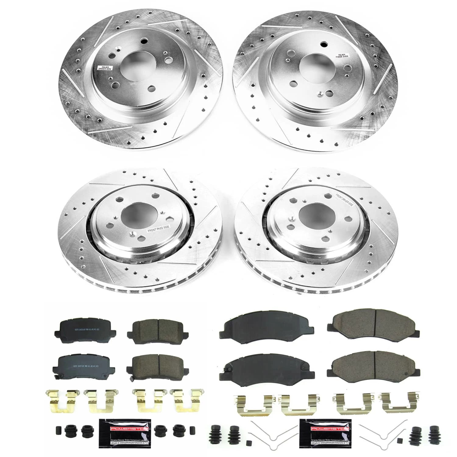 PowerStop Front and Rear Z23 Evolution Sport Carbon-Fiber Ceramic Brake Pad and Drilled & Slotted Rotor Kit Fits: HONDA Select Models K8807