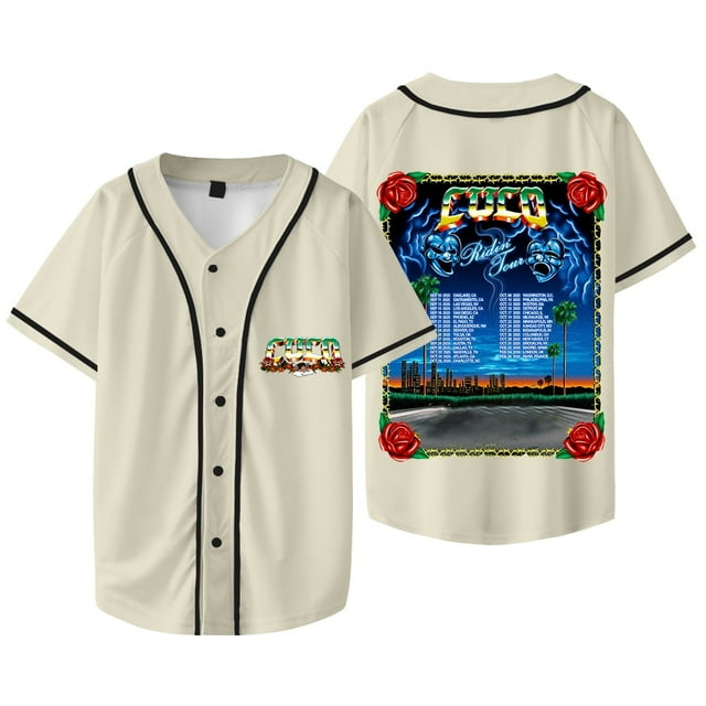 Cuco Ridin Tour 2025 Merch Veste de Baseball T-Shirt Femmes Hommes Col en V Manches Courtes T-shirts,Style 5,L