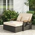 thumbnail image 4 of Costway Patio Rattan Daybed Set with Cushioned Loveseat & Storage Ottoman for Porch Beige, 4 of 10